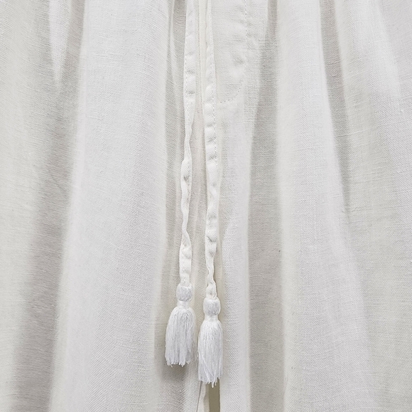 Garnet Hill White Cropped 100% Linen Pants Size 8 - Picture 8 of 12